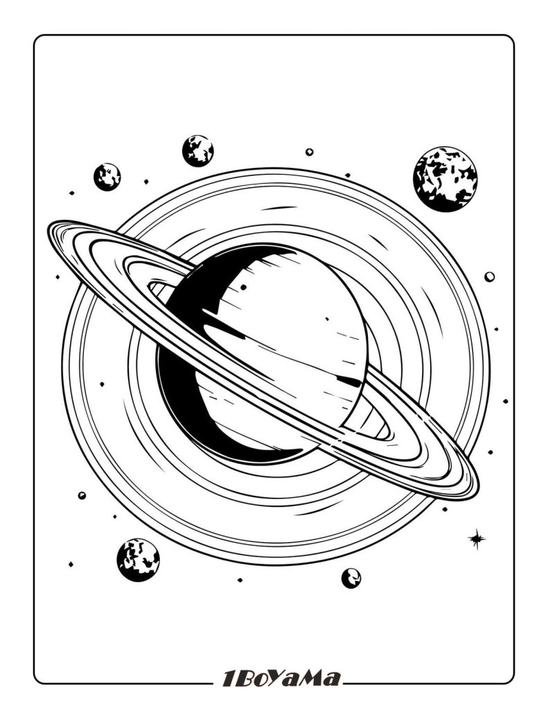 Etrafında Dönen Gezegen Boyama Sayfası